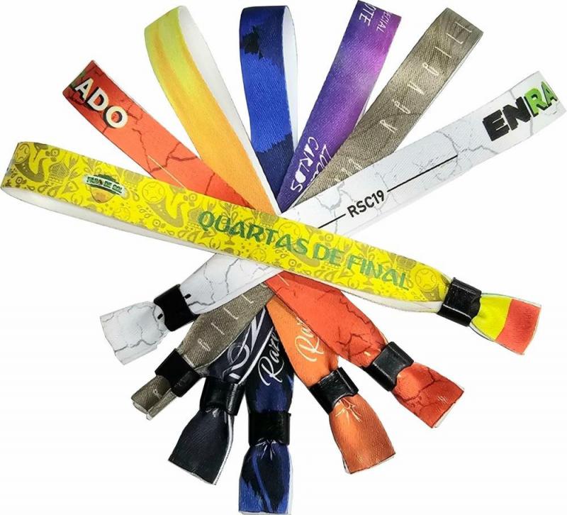 Pulseira de Identificação para eventos em Tecido Poliéster 15x350mm Impressão Colorida