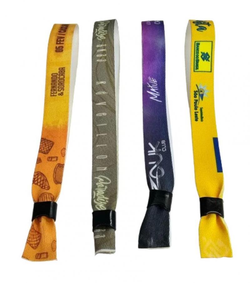Pulseira de Identificação para eventos em Tecido Poliéster 15x350mm Impressão Colorida