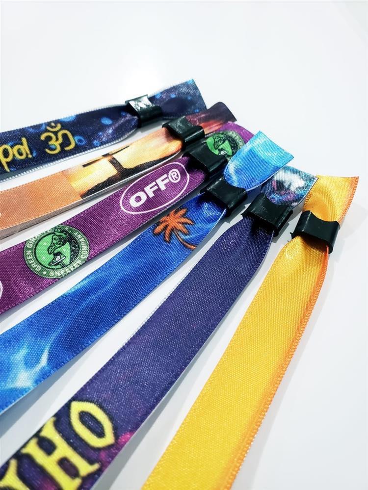 Pulseira de Identificação para eventos em Tecido Poliéster 15x350mm Impressão Colorida