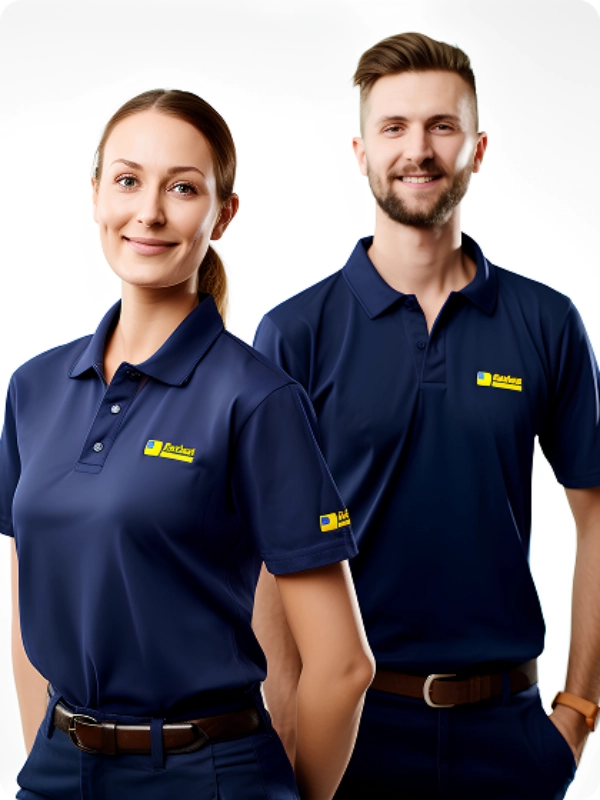 Profissionais usando uniformes personalizados