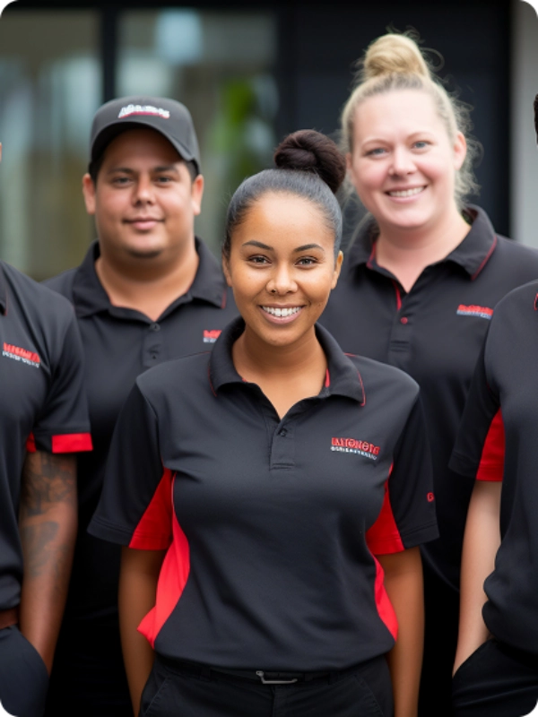 Equipe usando uniformes profissionais