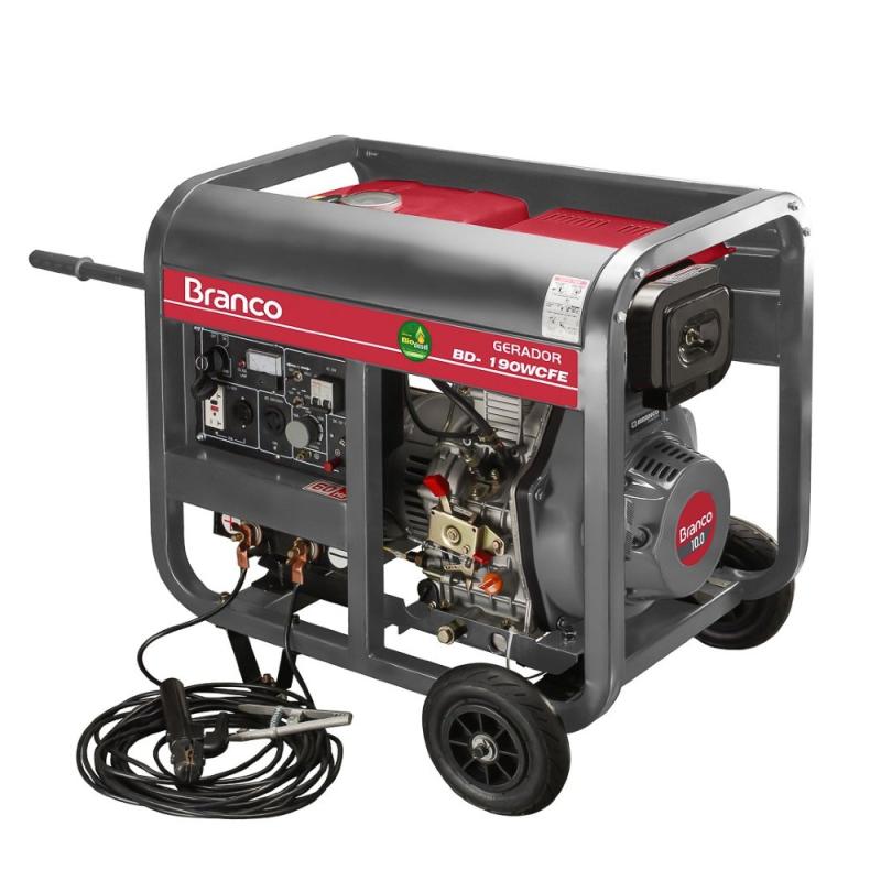 Motosoldador / Gerador à Diesel 10CV 2,2KW 220V Partida Manual BD-W190 BRANCO