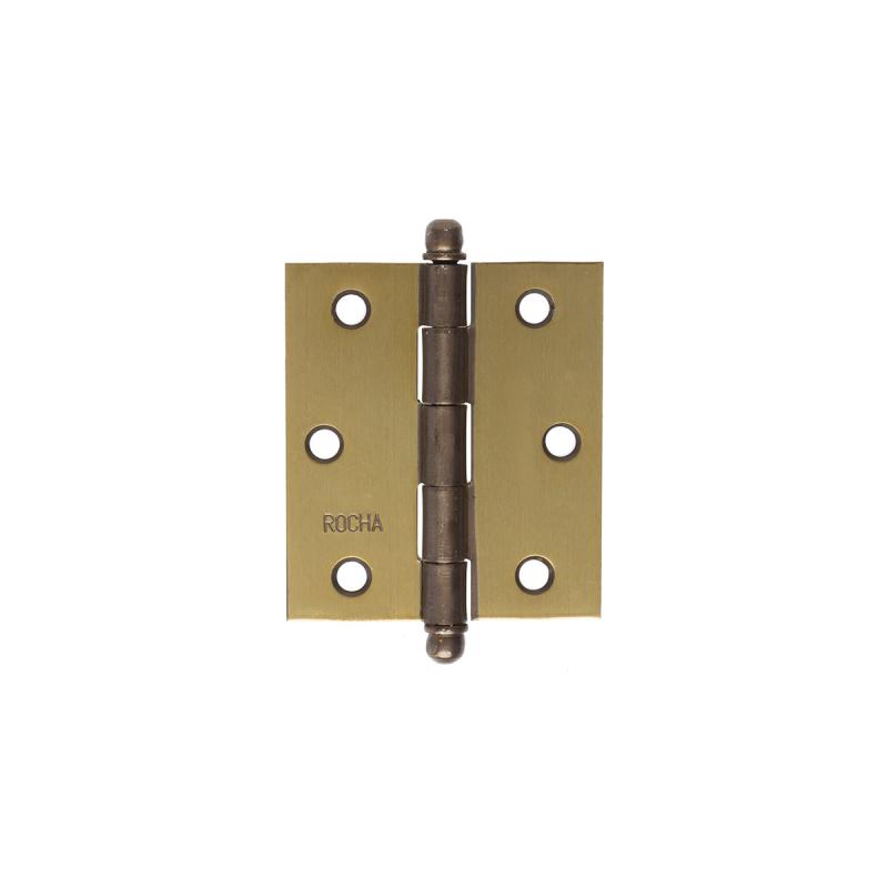 DOBRADICA DE ABA MEDIA PINO BOLA ROCHA ACO COLONIAL POLIDO 02 76.2X63.5X1.90MM