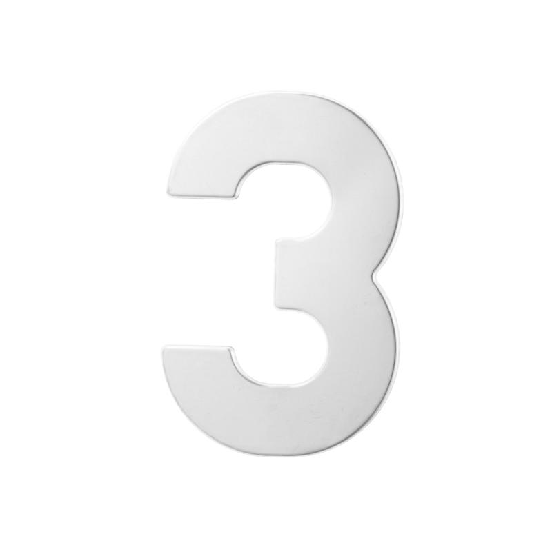 NÚMERO 3 APARTAMENTO AÇO INOX. 430 POLIDO 50MM