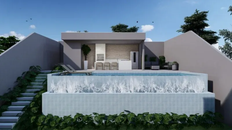 Casa Moderna com Fachada em Pedra: Luxo e Conforto em um Projeto Único