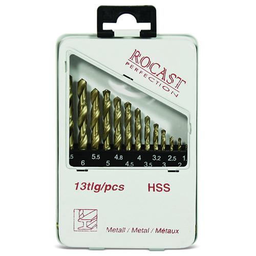 Jogo de Brocas Helicoidais com Haste Cilíndrica com Tratamento de Titânio em Aço Rápido Jogo de Brocas Helicoidais com Haste Cilíndrica com Tratamento de Titânio em Aço Rápido