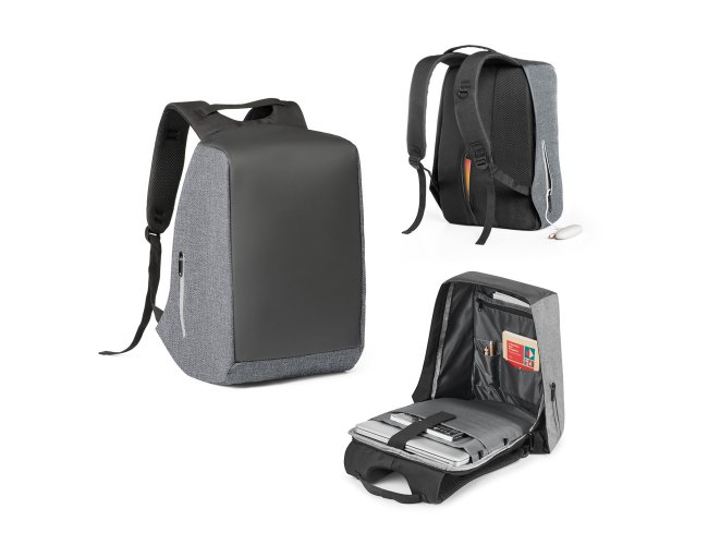 Aveiro. Mochila Para Notebook 15.6 Com Sistema Antirroubo Em 900D De Alta Densidade E Tarpaulin