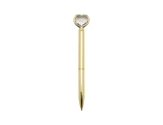 Caneta Metal Coração Diamante