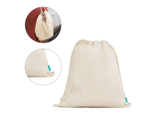 Nampula. Sacola Tipo Mochila Em Algodão Orgânico (120 G/M²)