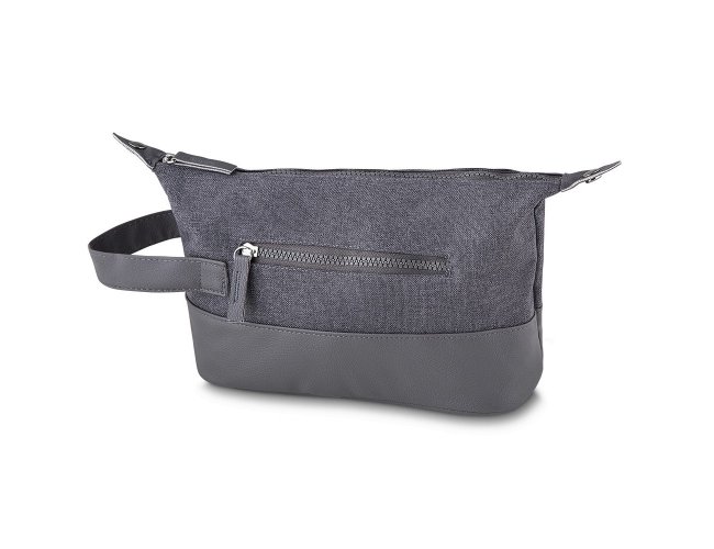Necessaire Nylon Com Detalhes Em Couro Sintético