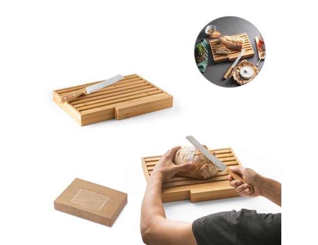 Passard. Tábua Para Pão Em Bambu Com Faca Em Aço Inox