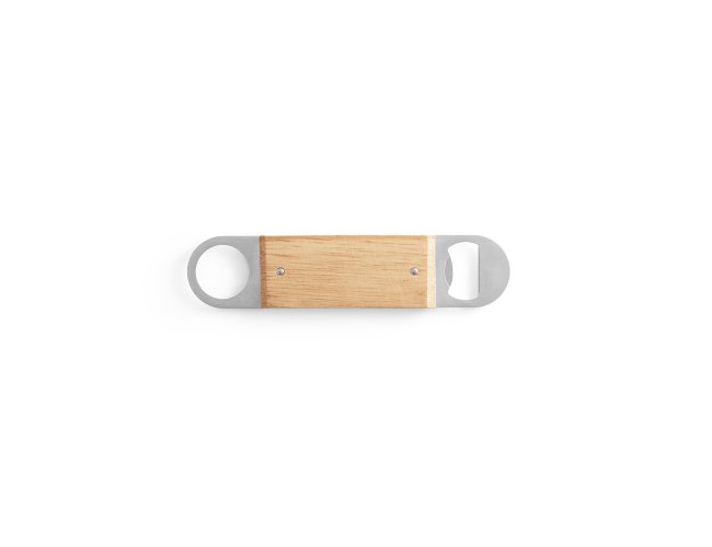 Baggins. Abridor De Garrafas Duplo Em Aço Inox Com Corpo Em Bambu