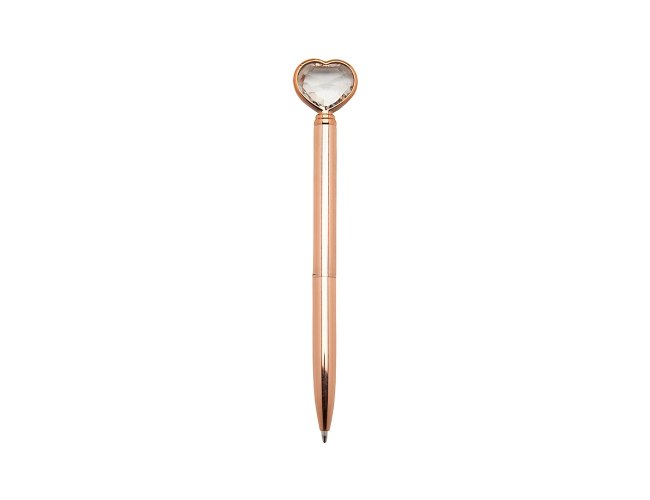 Caneta Metal Coração Diamante