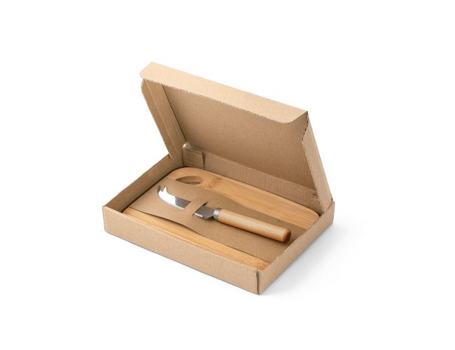 Cappero. Conjunto De Tábua De Corte E Pequena Faca De Queijo Em Bambu