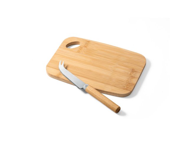 Cappero. Conjunto De Tábua De Corte E Pequena Faca De Queijo Em Bambu