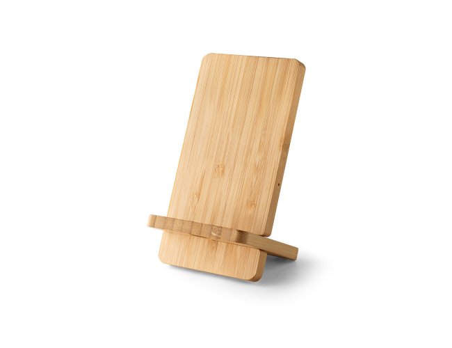 Lange. Carregador Wireless Super Rápido E Suporte Em Bambu Para Smartphone 10 W