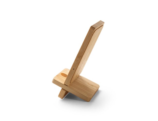 Lange. Carregador Wireless Super Rápido E Suporte Em Bambu Para Smartphone 10 W