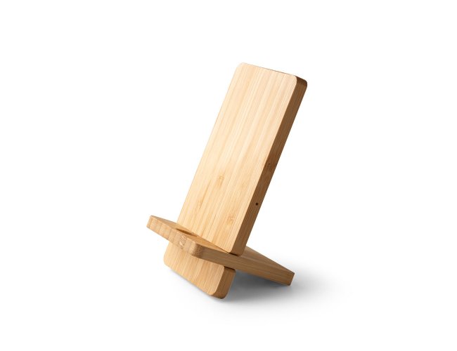 Lange. Carregador Wireless Super Rápido E Suporte Em Bambu Para Smartphone 10 W