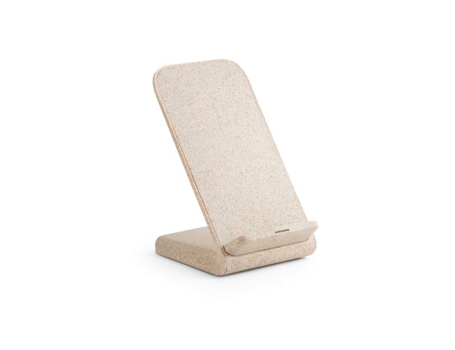 Maxwell. Suporte Para Celular Com Carregador Wireless Em Fibra De Palha De Trigo E Abs