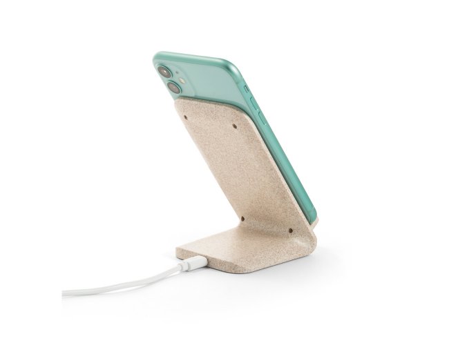 Maxwell. Suporte Para Celular Com Carregador Wireless Em Fibra De Palha De Trigo E Abs