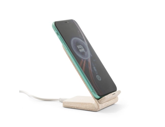 Maxwell. Suporte Para Celular Com Carregador Wireless Em Fibra De Palha De Trigo E Abs