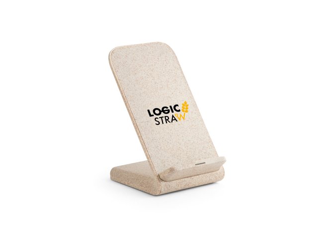 Maxwell. Suporte Para Celular Com Carregador Wireless Em Fibra De Palha De Trigo E Abs