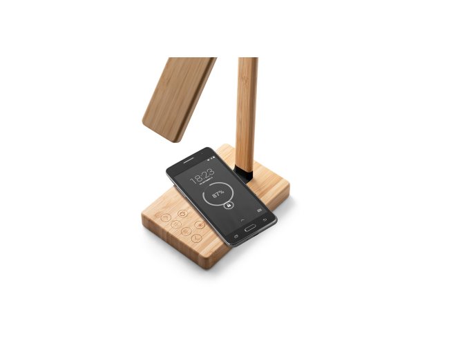 Morey. Luminária Em Bambu Com Carregador Wireless
