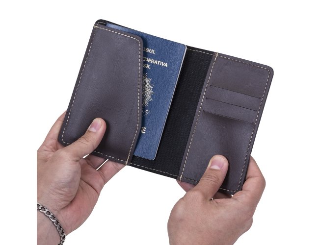 Porta Passaporte Bidins Em Couro Sintético