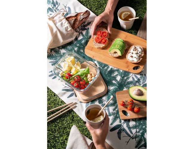 Portobello. Lancheira. Marmita Em Vidro Borossilicato E Tampa Em Bambu 1 L
